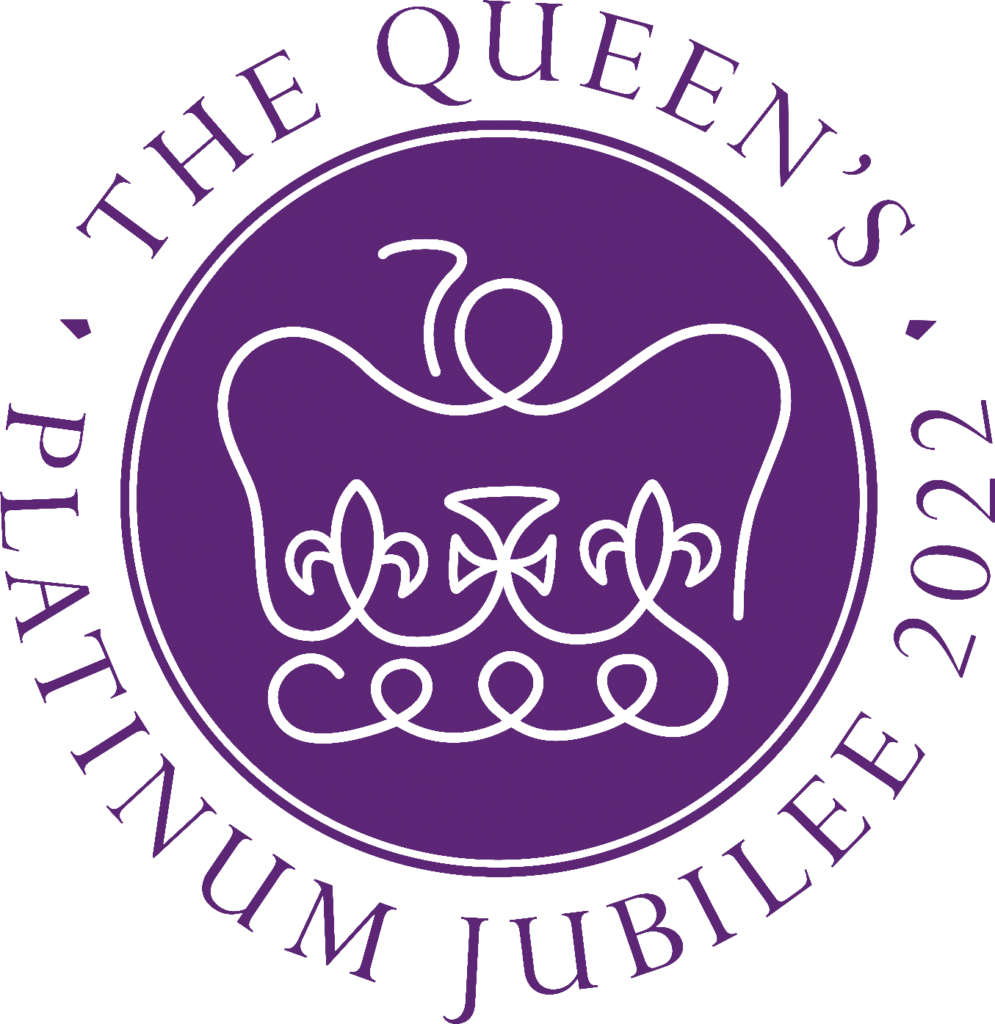 purple circle enclosing stylised crown logo for Jubilee 2022